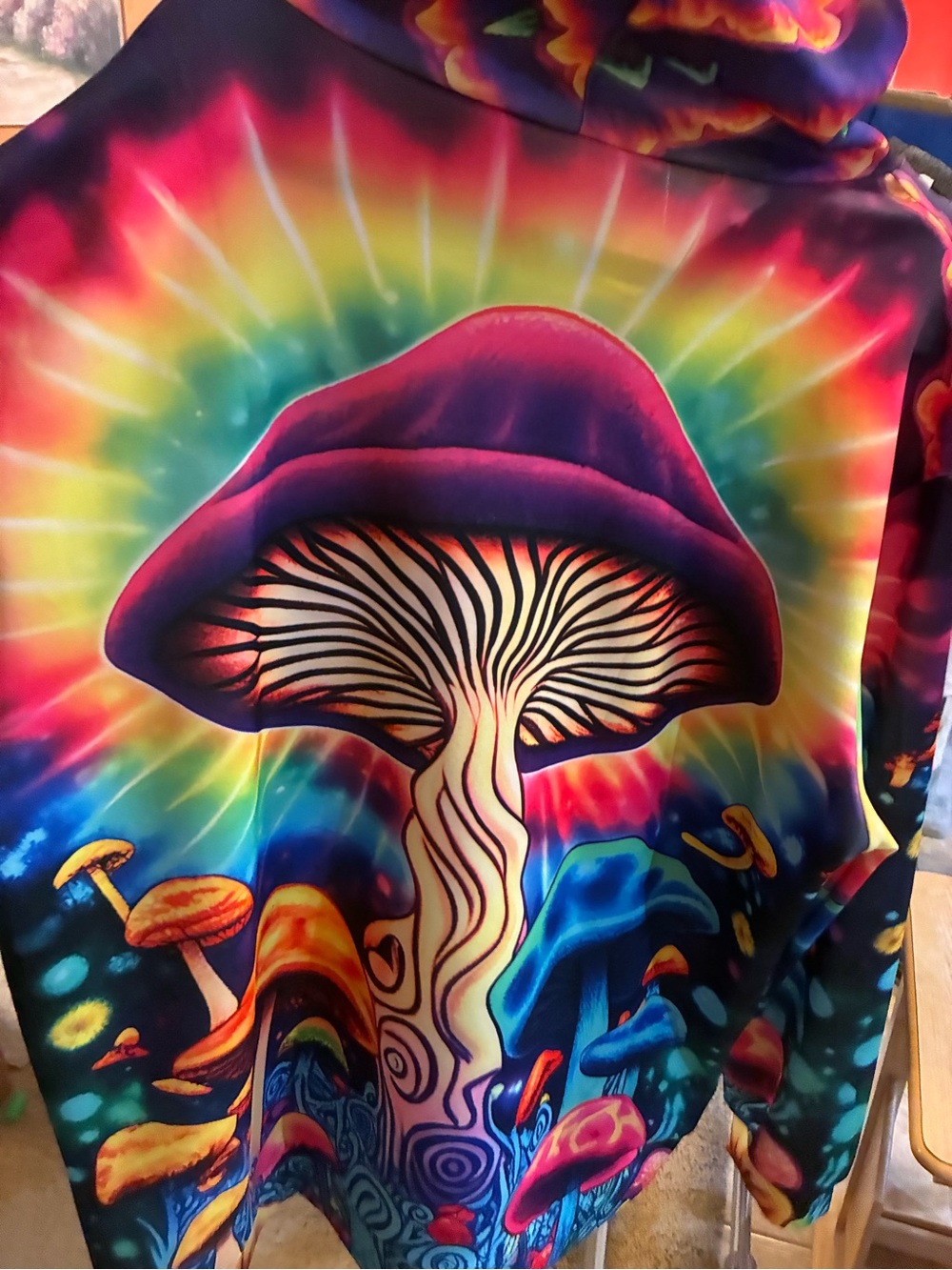 Multicolor Psychedelic Mushroom Hoodie - Unbranded